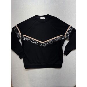 White Fox Active Sarahs Day Black Spotted Chevron Sweatshirt Size Large SDXWFA